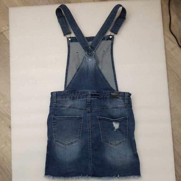 Celebrity Pink Distressed Jean Overalls Dress S - Picture 6 of 12
